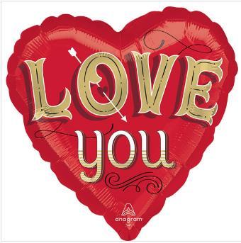 Balloon Foil 45cm Valentines Day Love You Arrow