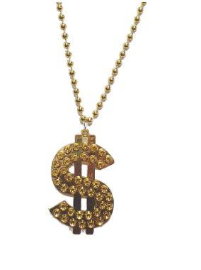 Necklace Chain Bling Pimp Gangster Gold Dollar Sign Costume Prop