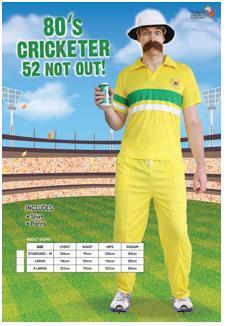 Costume Adult 80s Cricketer Yellow