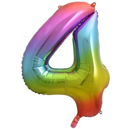 Balloon Foil Megaloon Num 4 Rainbow Splash 86cm