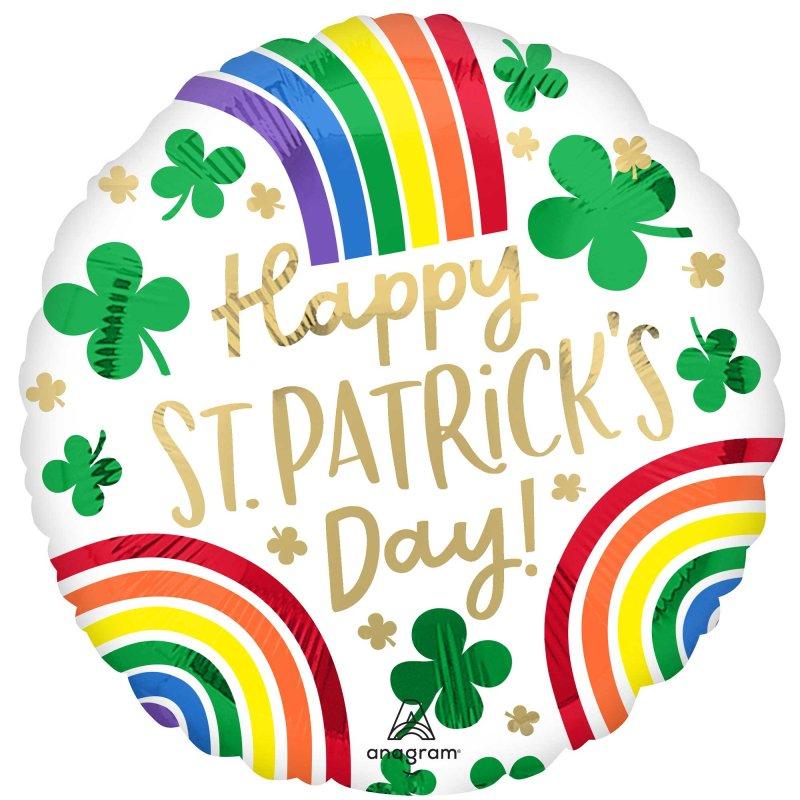 Balloon Foil 45cm Happy St Patricks Day Rainbow & Shamrocks