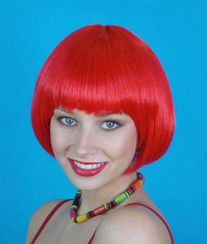 Wig Bob Neon Red Short Deluxe Chin Length Costume Accessory