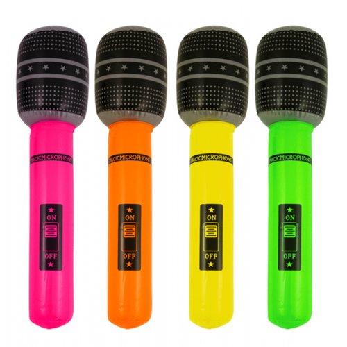 Inflatable Microphone Each Neon 40cm Assorted Colours Novelty Joke Prop