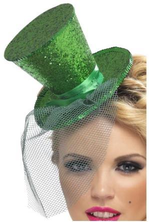 Top Hat Mini Fever Green With Face Veil