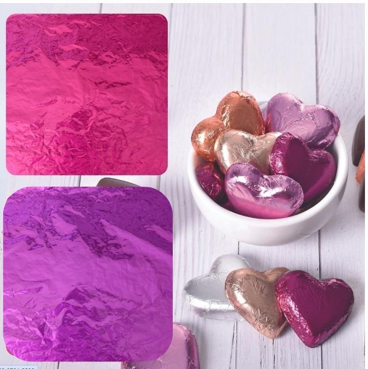 Chocolate Wrapping Foil Sheets Purple and Pink Pk/4