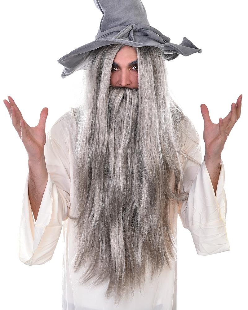 Wig & Beard Wizard Long Grey Costume Accessory