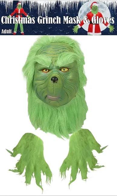 Costume Adult Set Green Christmas Character (Masks and Gloves)