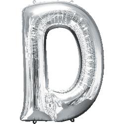 Balloon Foil Letter D Silver 86cm - Discontinued Line Last Chance To Buy