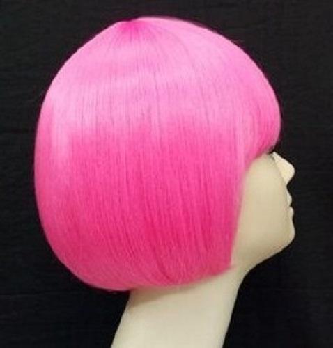 Wig Bob Neon Hot Pink Short Deluxe Chin Length Costume Accessory