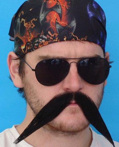 Costume Accessory Moustache Biker Big Black Realistic Deluxe