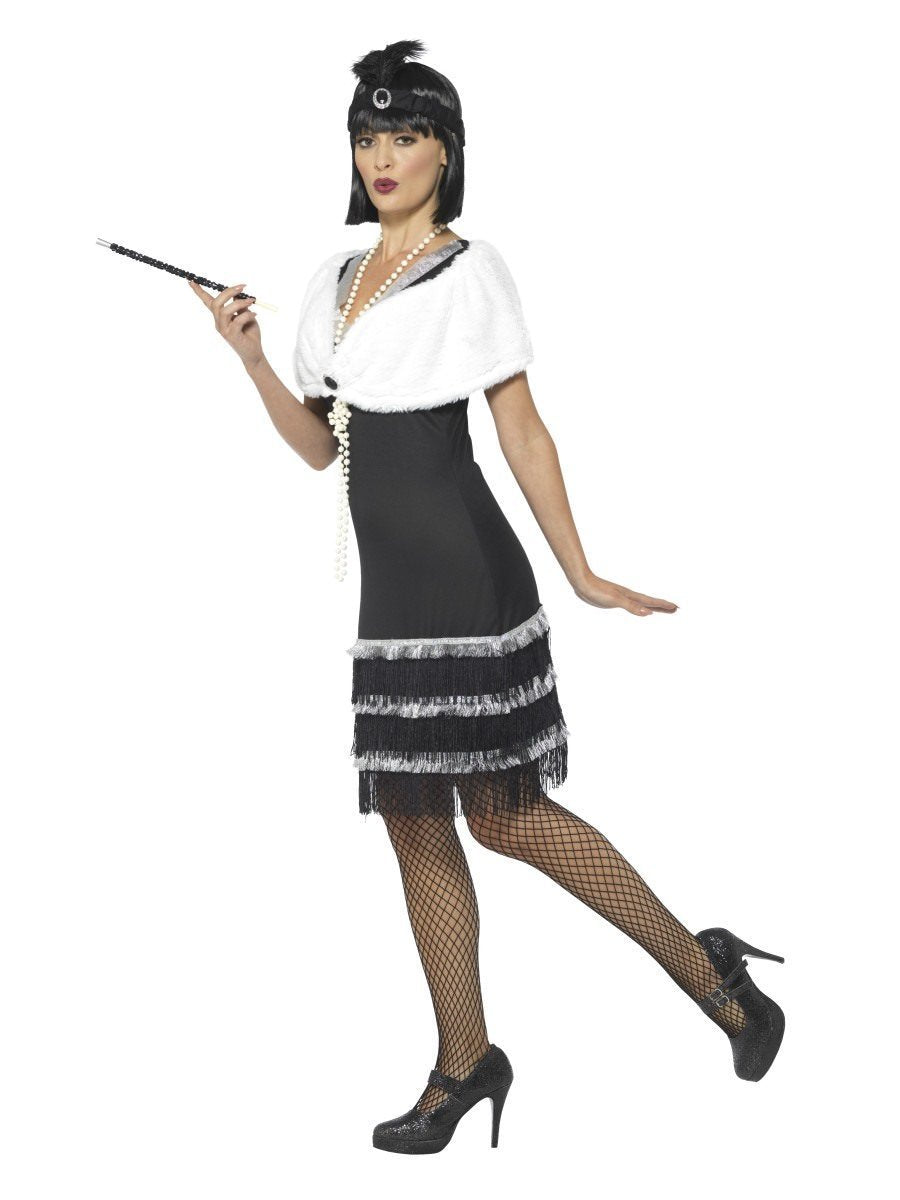 Costume Adult Womens 1920s Flapper Black With Stol