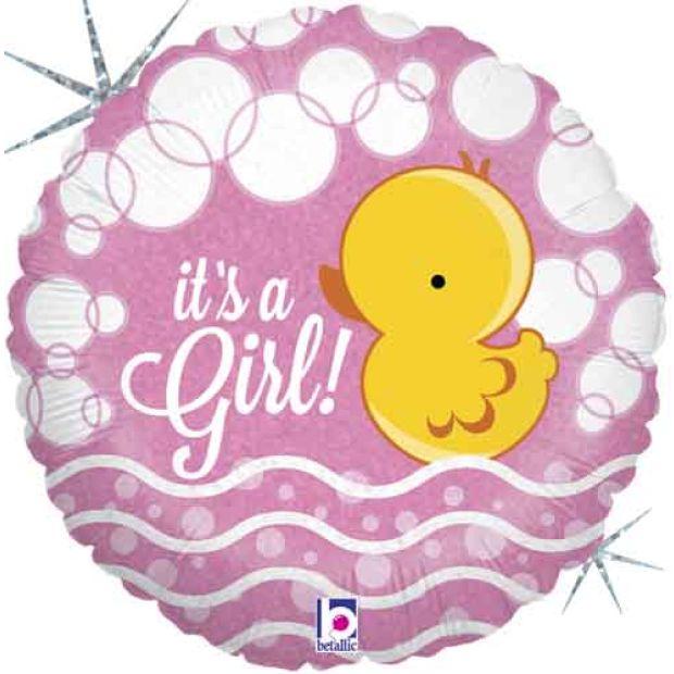 Balloon Foil 45cm Baby Girl Ducky