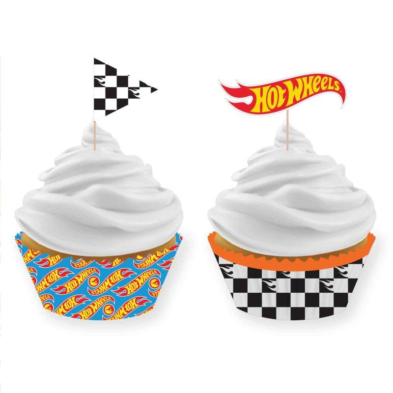 Hot Wheels Cupcake Cases & Pick Set Pk/24