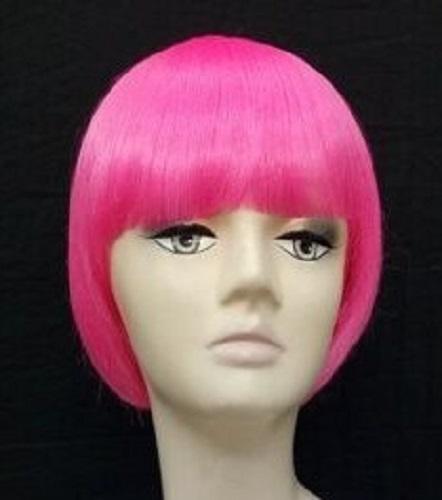 Wig Bob Neon Hot Pink Short Deluxe Chin Length Costume Accessory