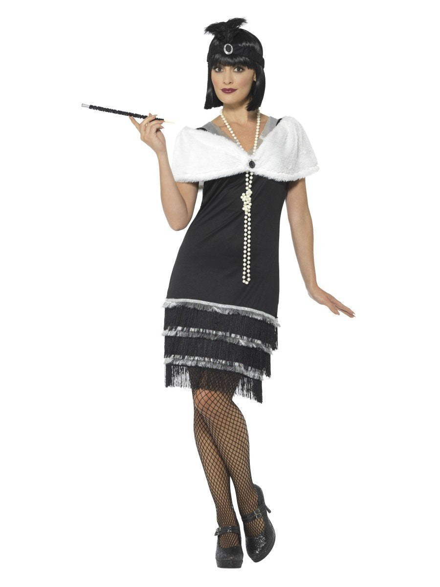 Costume Adult Womens 1920s Flapper Black With Stol