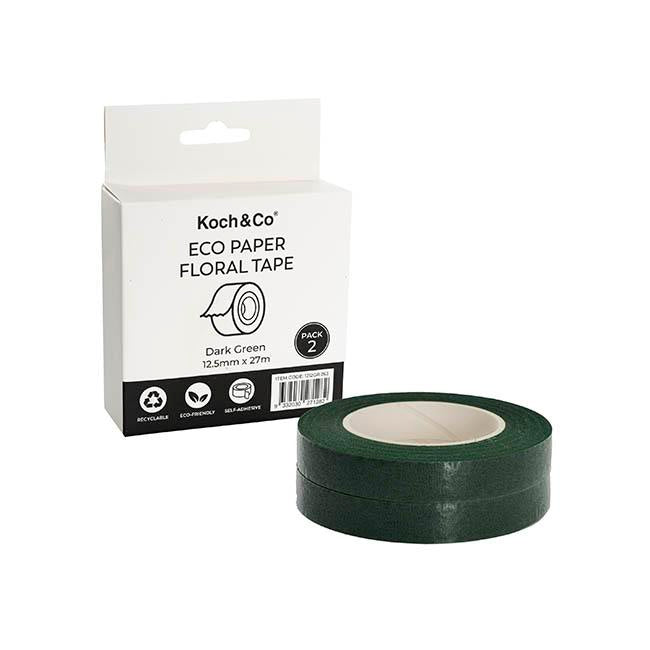 Eco Paper Parafilm Tape Stem Wrap Dark Green Florist Tape 12mm x 27m Pk/2