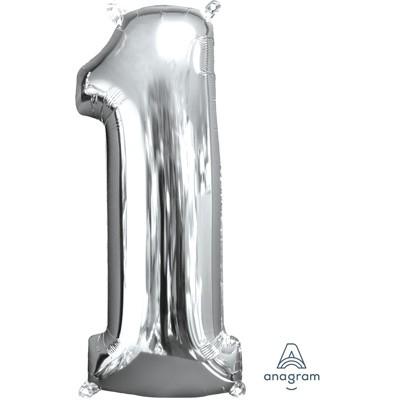 Balloon Foil Megaloon Num 1 Silver 66cm