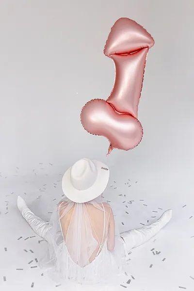 Balloon Foil Shape Penis Hens Night Joke/Novelty Prop Rose Gold 112cm