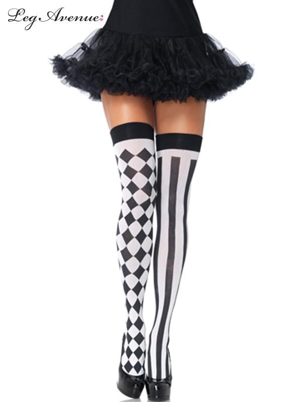 Pantyhose/Stocking Thigh Hi Harlequin/Heart Clown