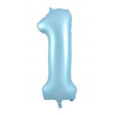 Balloon Foil Megalooon Number 1 Matte Pastel Blue 86cm