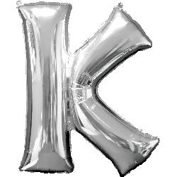 Balloon Foil Letter K Silver 83cm - Discontinued Line Last Chance To Buy