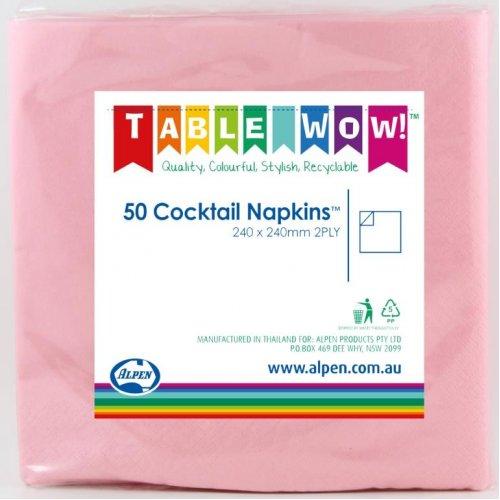 Napkins Beverage/Cocktail Light Pink 2ply Pk/50