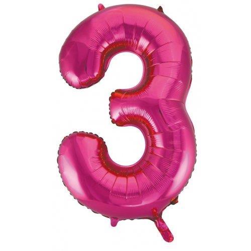 Balloon Foil Megaloon Number 3 Hot Pink  86cm