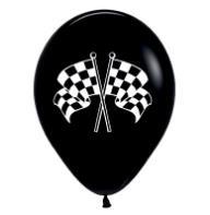 Latex Balloons 28cm Racing Flags Black and White Pk/12