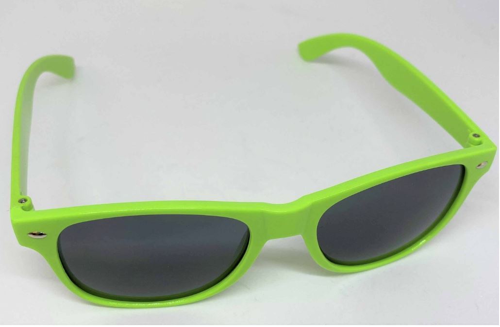 Glasses Fluro Neon Green 1980s Dark Lenses UV Coated Costume Prop