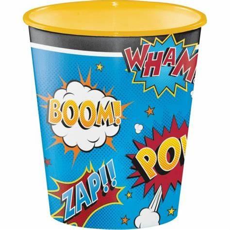 Large Superhero Slogans Plastic Cup Each 354ml 9.5cm Tall