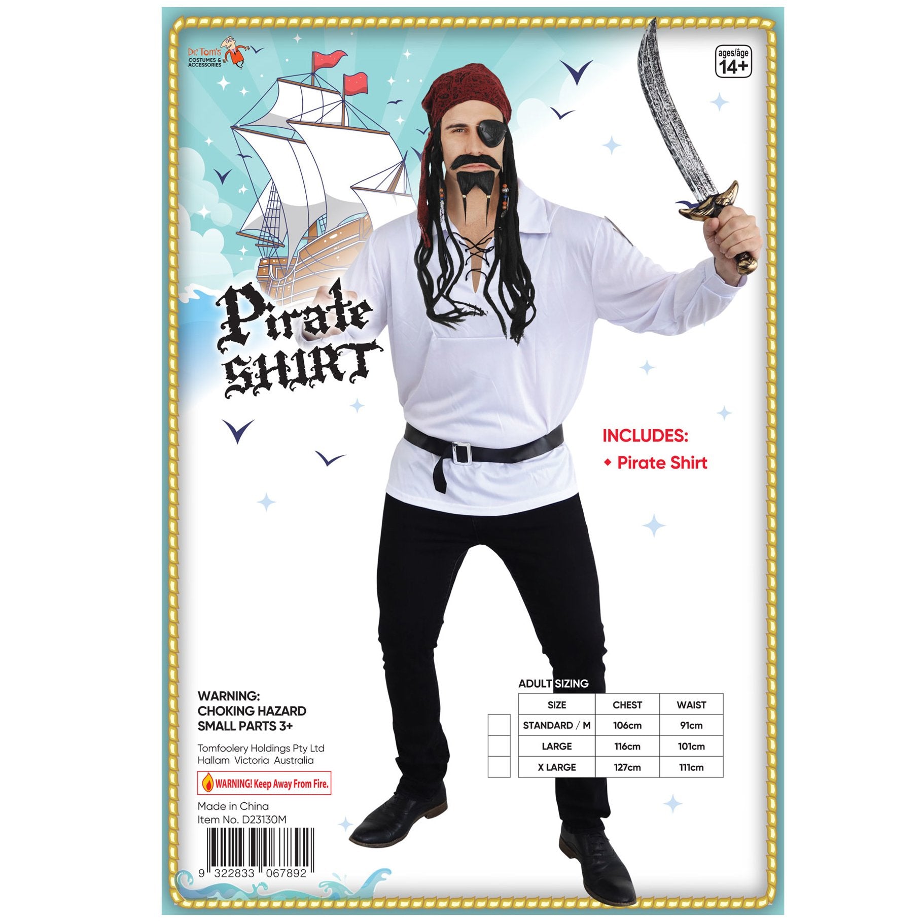 Costume Adult Shirt Pirate/Buccaneer White
