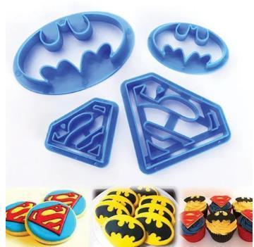 Cookie Cutters Batman and Superman Set Pk/4 Cake Craft