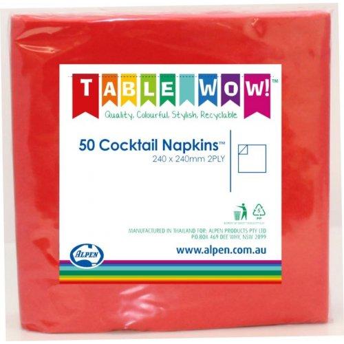 Napkins Beverage/Cocktail Apple Red 2ply Pk/50