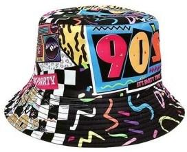 Costume Hat Bucket 1990s Hip Hop Multicoloured Fluro Graffiti