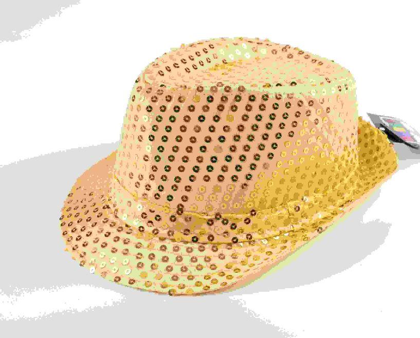 Hat Trilby Fedora Sequin Gold