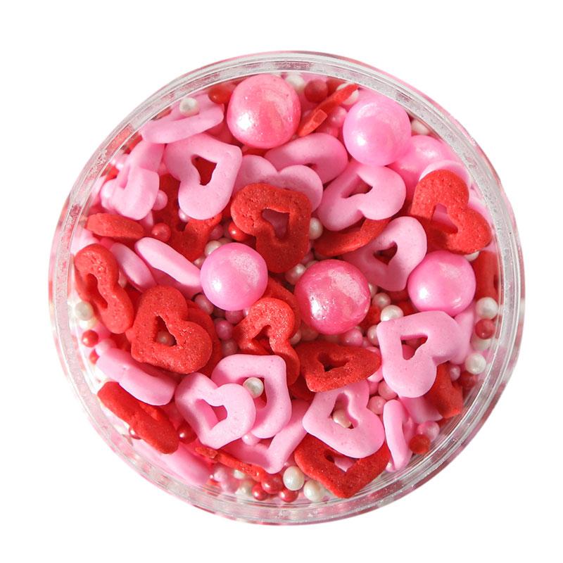 Edible Decorations Sprinkles Cupids Cuddle Hearts Red White & Pink 65g