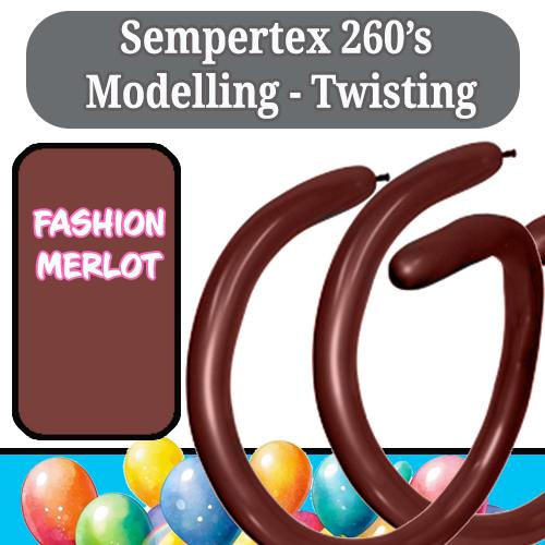 Balloon Modelling 260 Fashion Merlot Burgundy Maroon Sempertex Pk 50