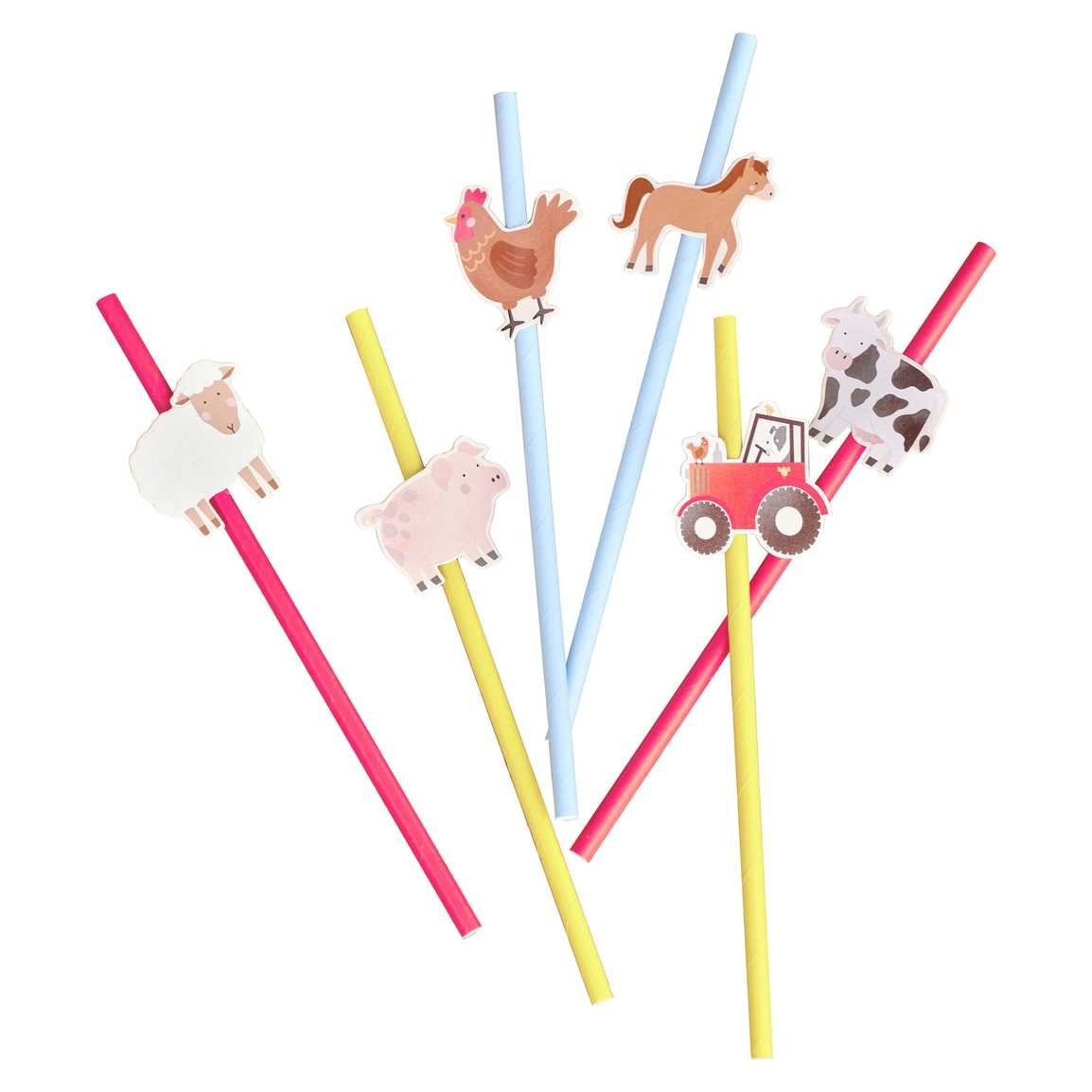 Farm Friends Party Paper Straws Pk 16