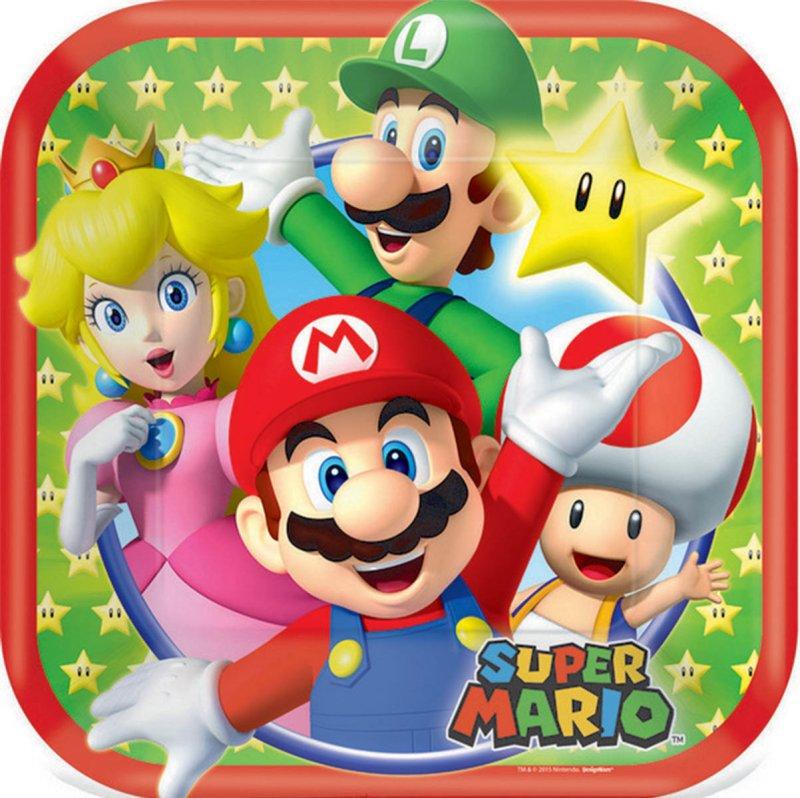 Super Mario Paper Plates 17.7cm Pk/8