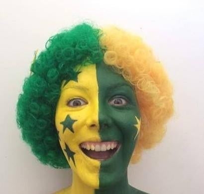 Wig Clown Curly Green & Gold (Yellow) With Australian (Aussie) Stars