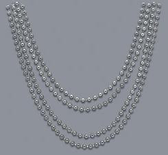 Necklaces Beads Metallic Silver 81cm Long Pk/4