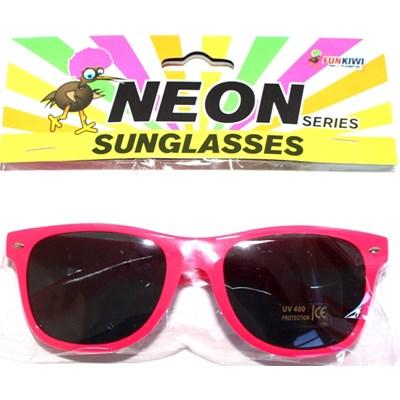 Glasses Fluro Neon Pink 1980s Dark Lenses UV Coated