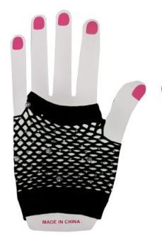 Gloves Fishnet Fingerless Black/Diamonte Assorted