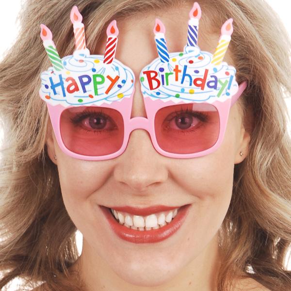 Glasses Happy Birthday Cupcake Pink