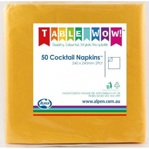 Napkins Beverage/Cocktail Yellow 2ply Pk/50