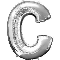 Balloon Foil Letter C Silver 86cm - Discontinued Line Last Chance To Buy