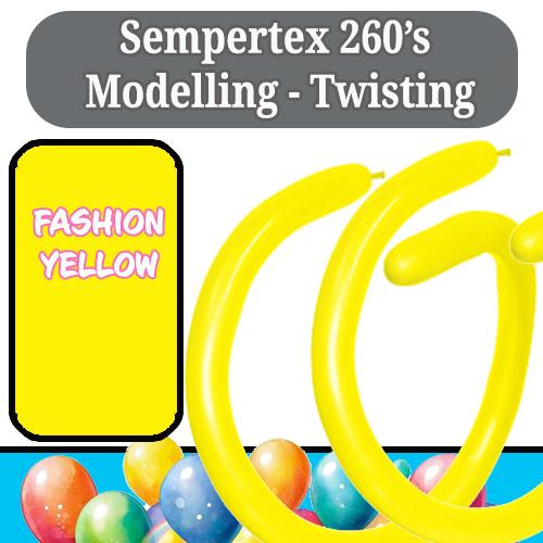 Balloon Modelling 260 Fashion Yellow Sempertex Pk 50