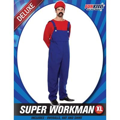 Costume Adult Plumber Super Workman Red XLarge