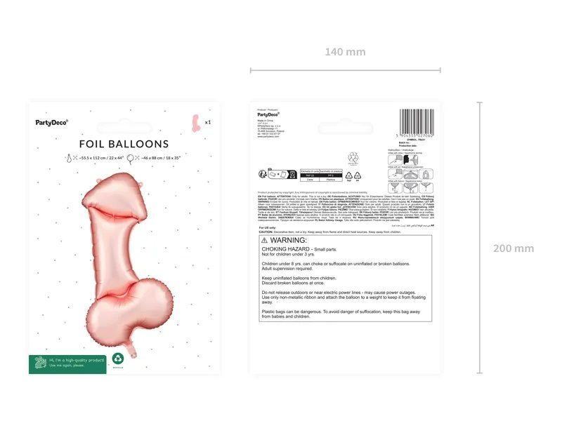 Balloon Foil Shape Penis Hens Night Joke/Novelty Prop Rose Gold 112cm