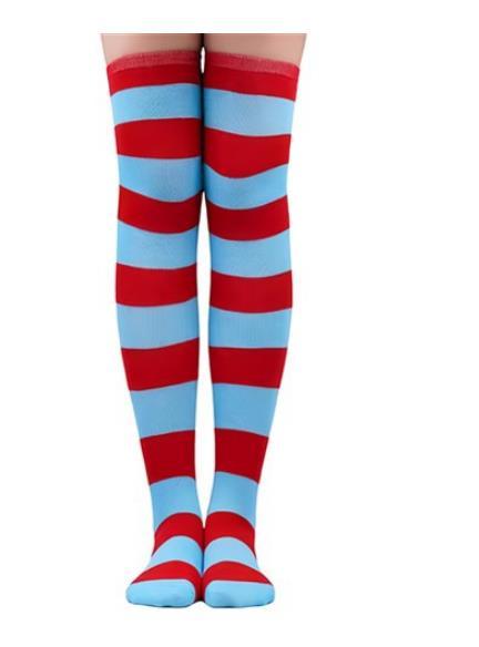 Stockings Crazy Animal 1 & 2 Blue/Red Striped One Size